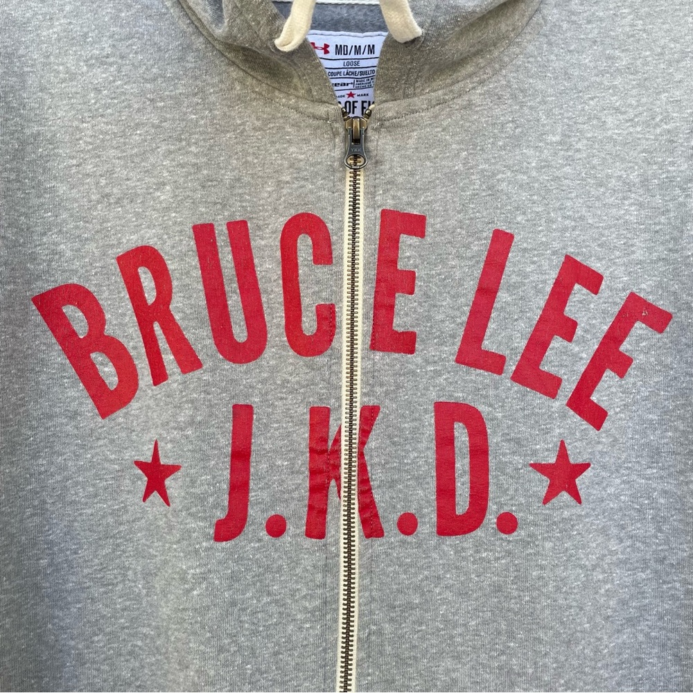 Under Armour Gray Full-Zip Hoodie with Red Bruce Lee J.K.D. Graphic - Picture 2 of 15